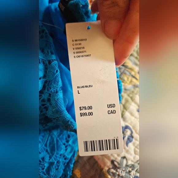 SILENCE+NOISE Stella Lace Strapless Dress In Blue. Size Large. NWT - Picture 12 of 14